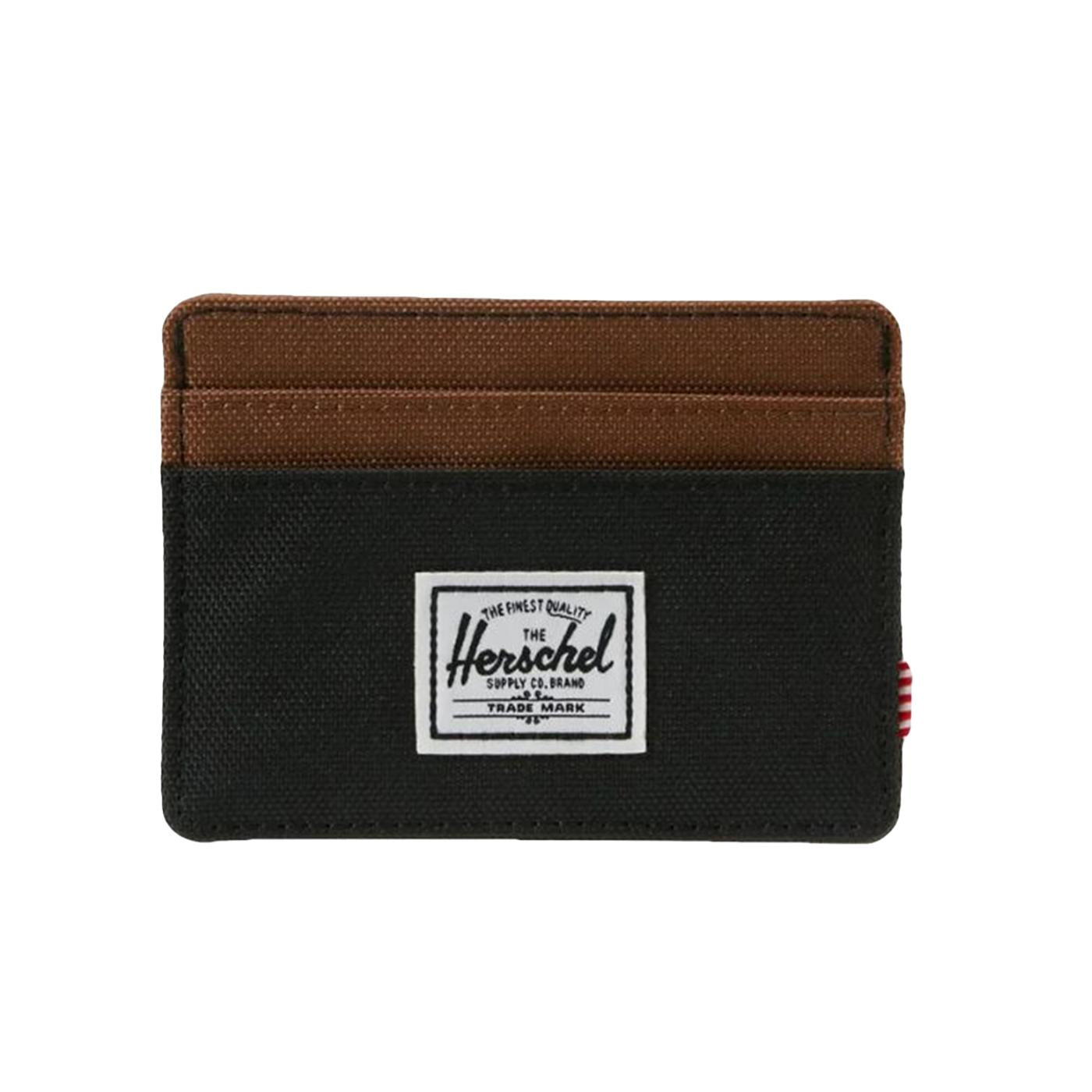 CHARLIE CARDHOLDER BLACK / SADDLE BROWN - Portacarte Marrone / Nero Multicolore 30065 06427 HERSCHEL 