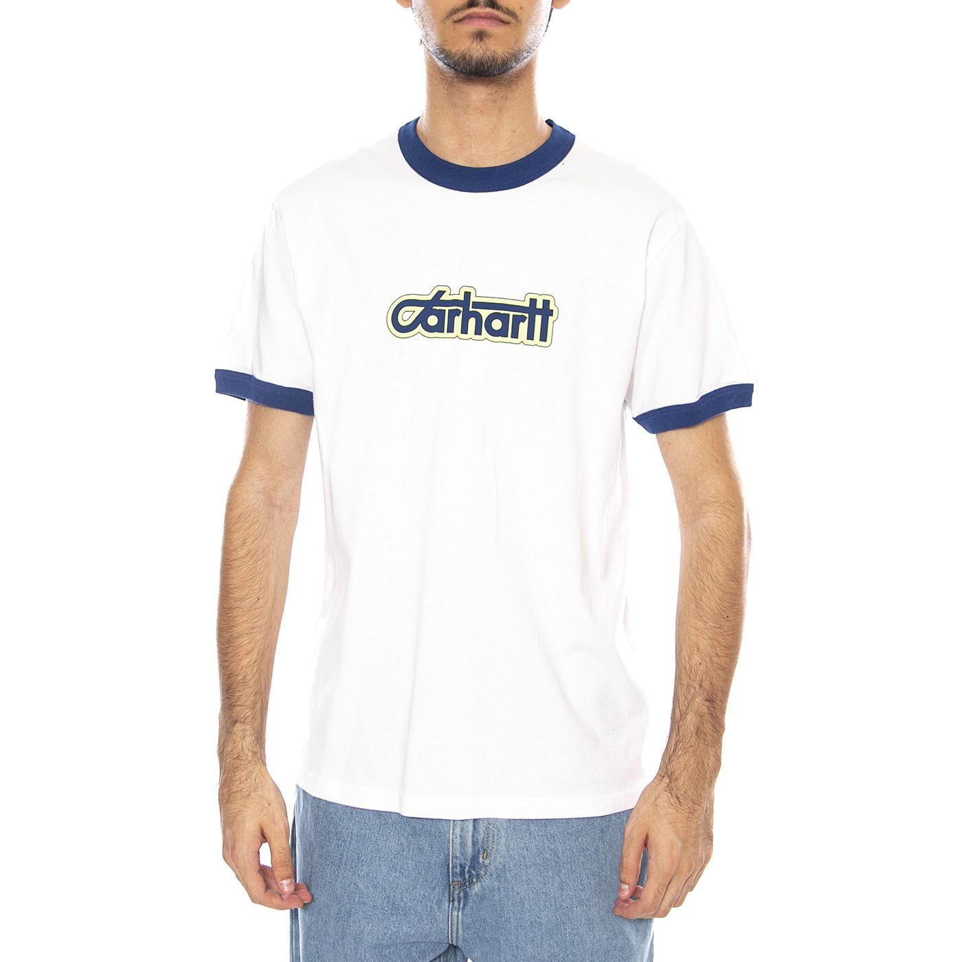 S/S Connection Script Ringer T-S White / Wolfsbane - Maglietta  Girocollo Uomo Bianca I035429.3DL4G . CARHARTT WIP 