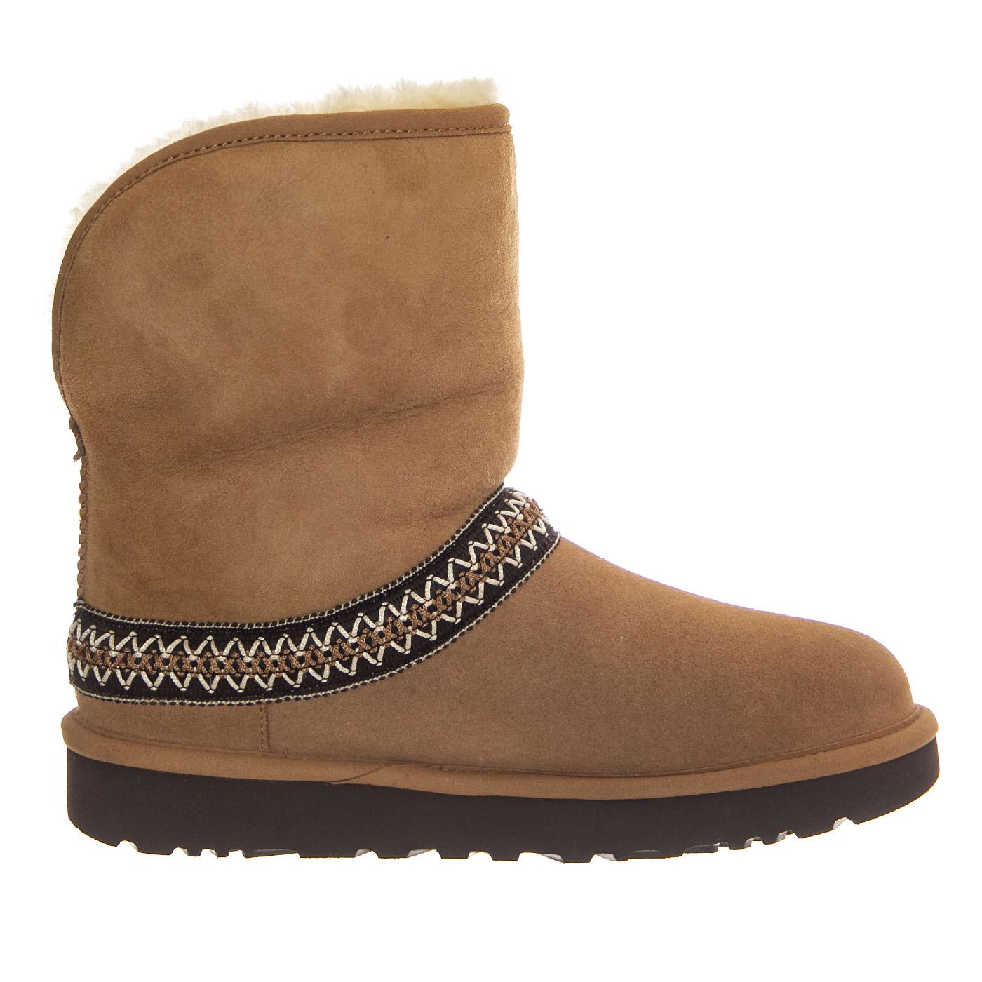 W Classic Short Crescent Chestnut - Stivali Donna Marroni UGSCLSCRCHE1161770W  UGG 