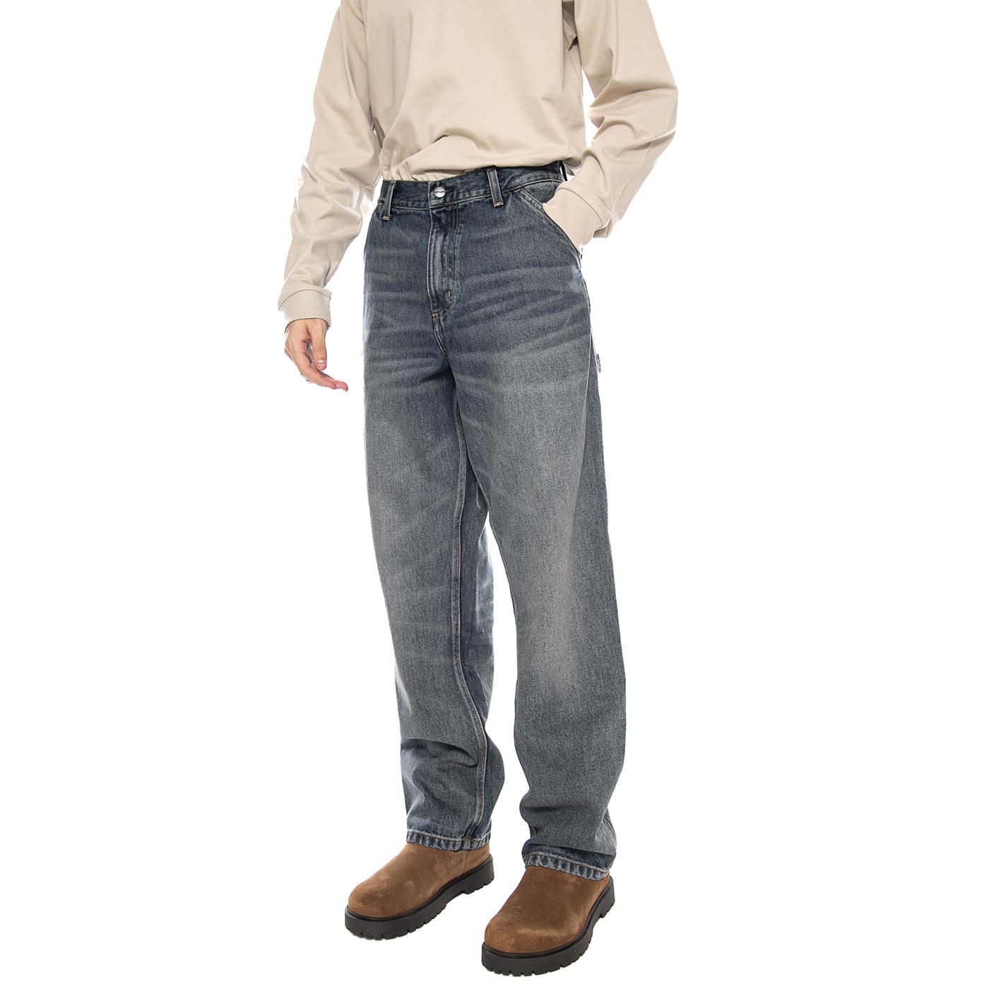 Single Knee Pant Blue - Pantaloni Denim Jeans Uomo Blu I032024.014Q  CARHARTT WIP 