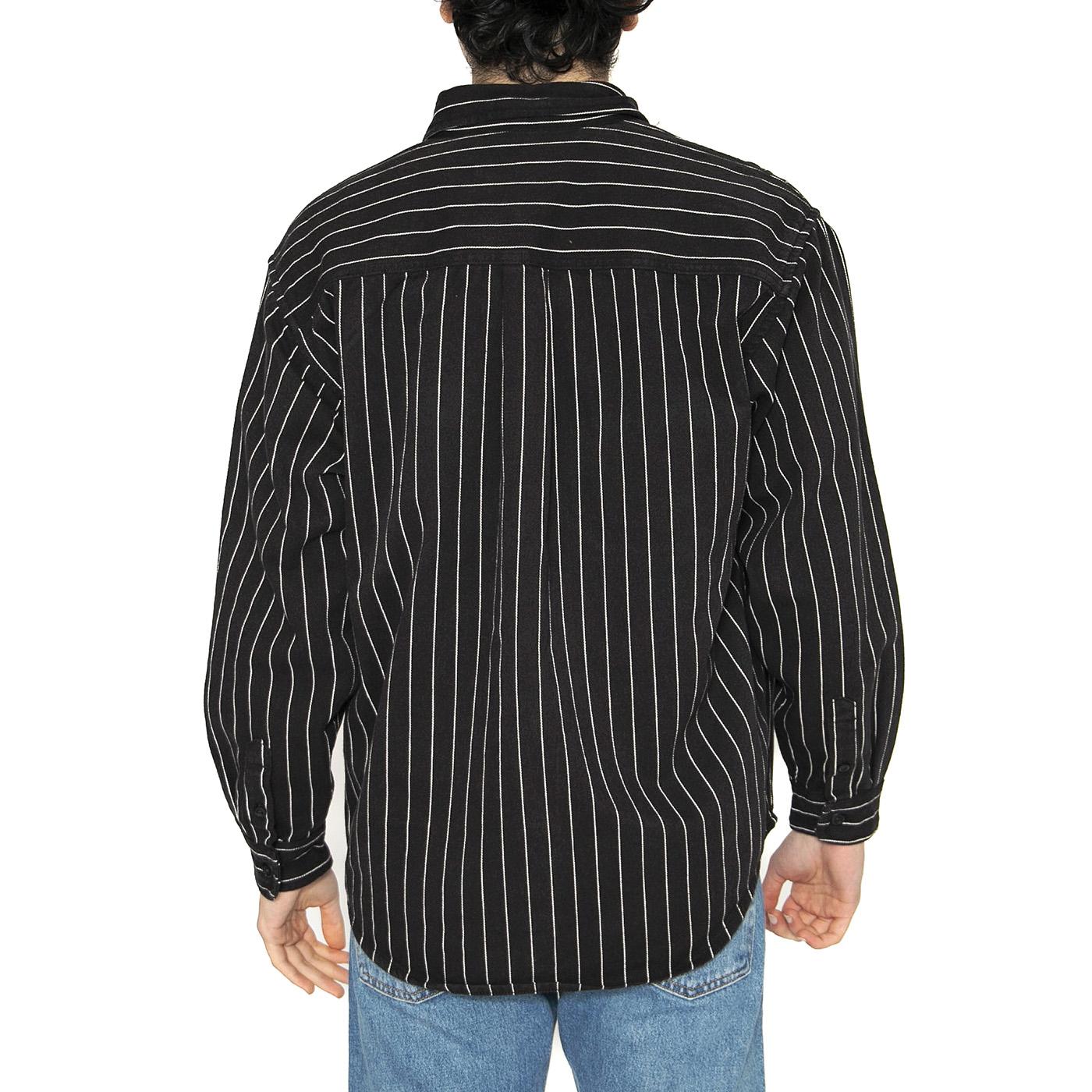 Hendry Shirt Jac Seaton Stripe, Black / Wax - Camicia Uomo Nera I034827.2MB02  CARHARTT WIP 