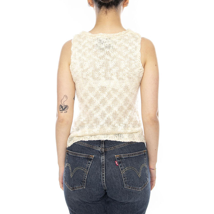 TOP PUNTO CALADO BEIGE - Canotta Donna Beige 61W/10702 BIG WILD PONY 