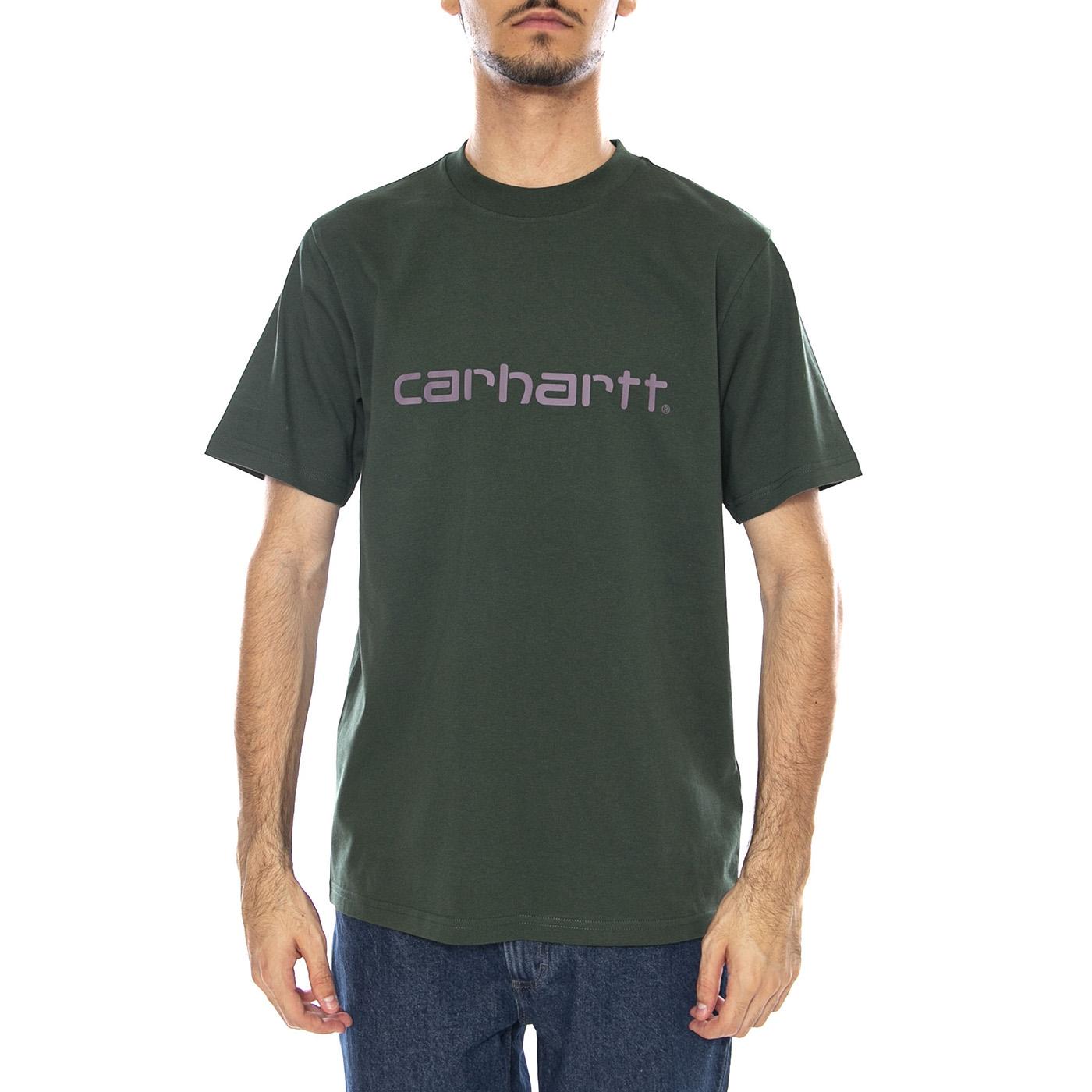 S/S Script T-Shirt Sycamore Tree / Phlox - Maglietta Girocollo Uomo Verde I035700.38EXX . CARHARTT WIP 