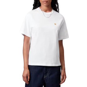 W' S/S CHASE T-SHIRT WHITE / GOLD - Maglietta Girocollo Donna Bianca I033045 00RXX CARHARTT WIP 