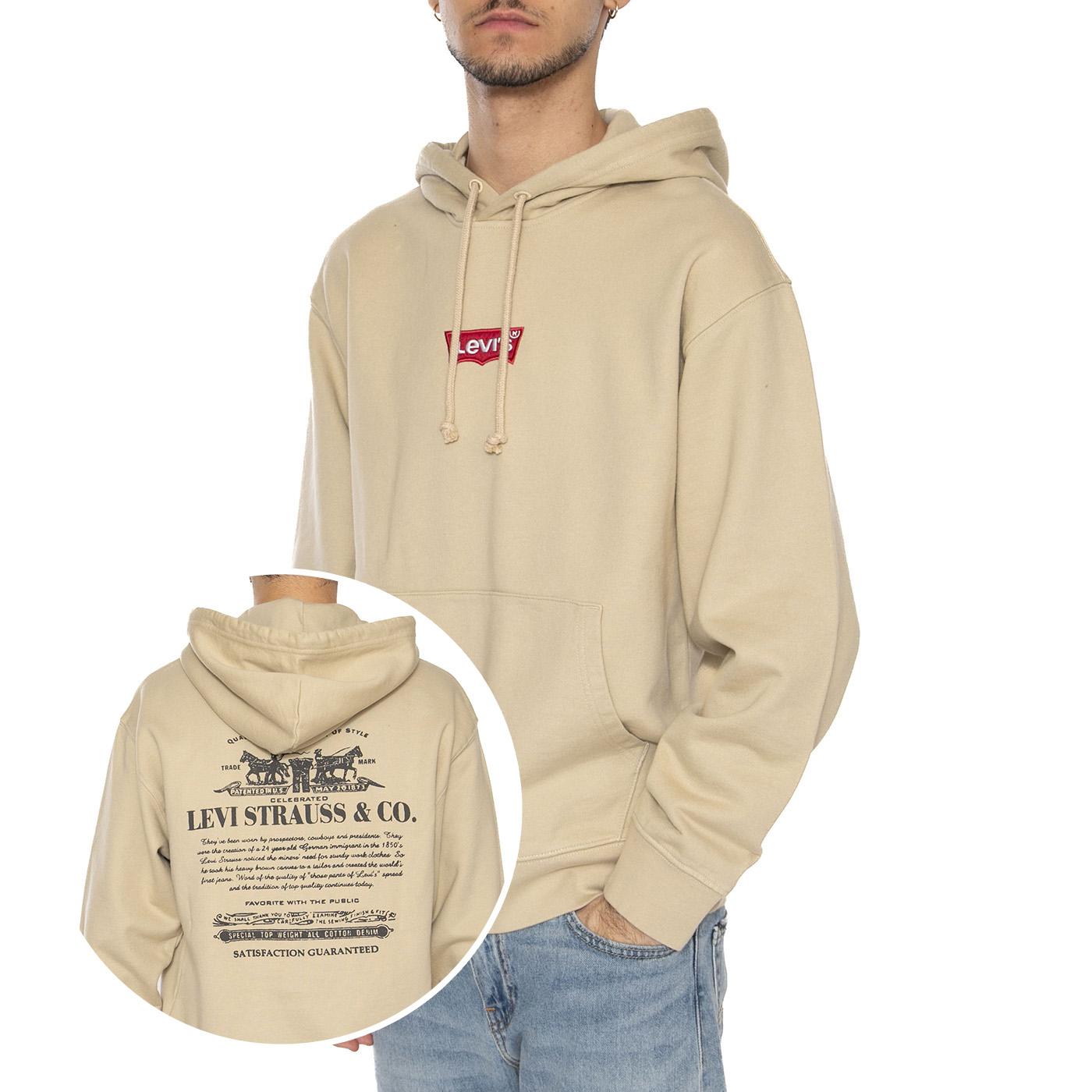 Relaxed Graphic PO Badge Batwing White P Neutral - Felpa con Cappuccio Uomo Beige 38479-0423 . LEVIS 
