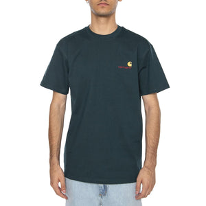 S/S American Script T-Shirt Deep Lagoon - Maglietta Girocollo Uomo Verde I029956.0AUXX  CARHARTT WIP 