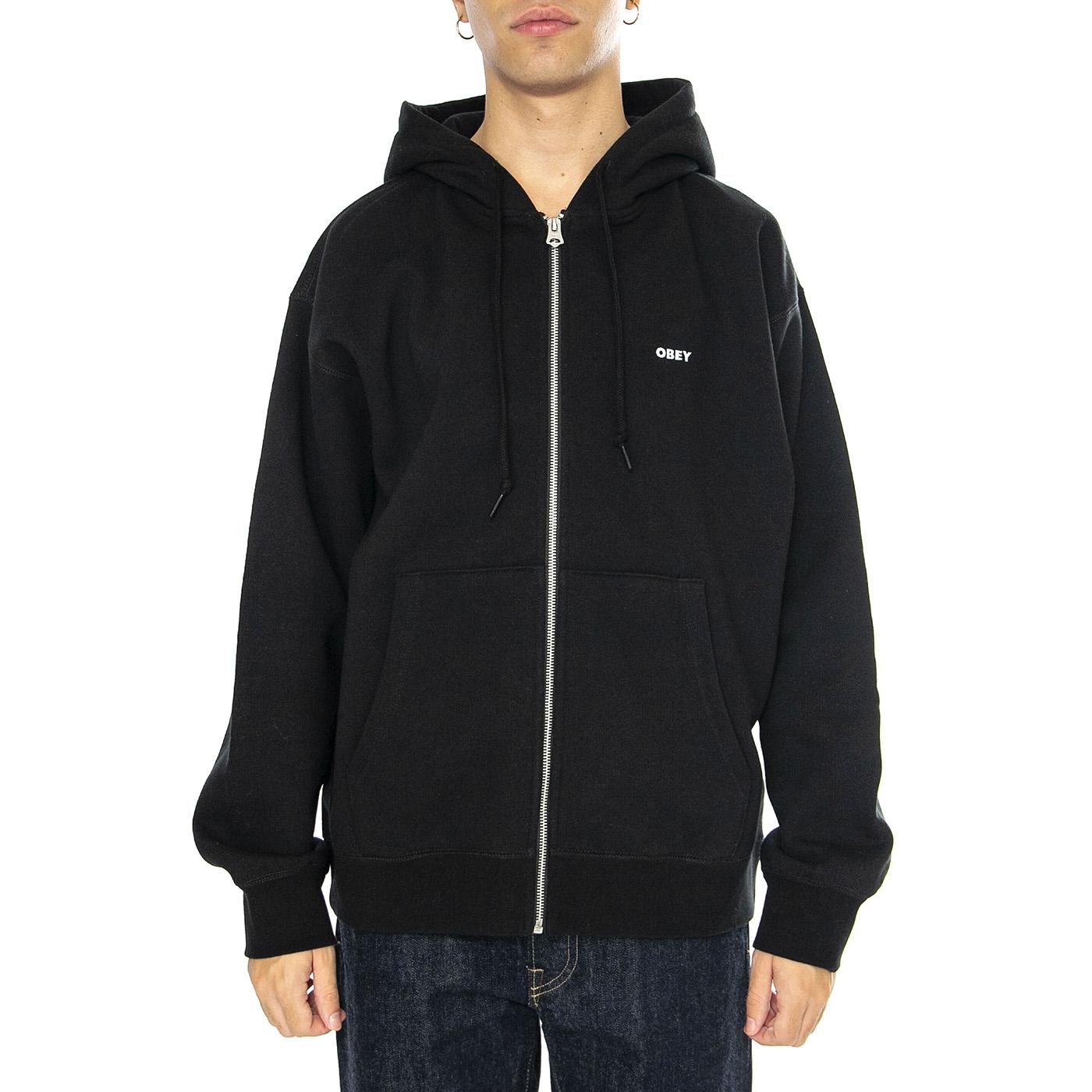 Established Works Bold Zip Hood II Fleece Black - Felpa Uomo Nera 112460022-BLACK . OBEY 