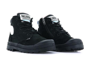 Pampa Hi Cuff Wps Oz Black / Black - Scarpe Stringate Profilo Alto Bambini Nere PAK57217-010-M  PALLADIUM 
