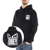 Obey Eyes Icon Hood Fleece Black - Hoodie Homme Noir OBEY