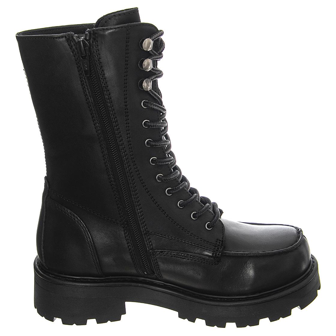 Cosmo 2.0 Cow Leather Black Boots Low Heel Chunky - Stivali Stringati Donna Neri VBS5455-101-20  VAGABOND 