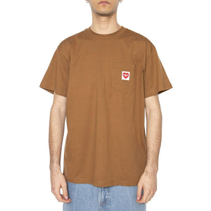 S/S Pocket Heart T-Shirt Hamilton Brown - Maglietta Girocollo Uomo Marrone I032128.HZXX  CARHARTT WIP 