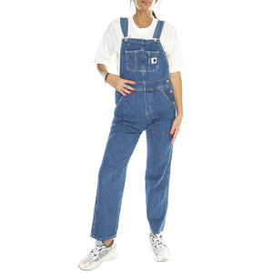 W' Bib Overall Straight Blue /stone washed - Saolpette Denim Jeans Donna Blu I031250.0106 . CARHARTT WIP 