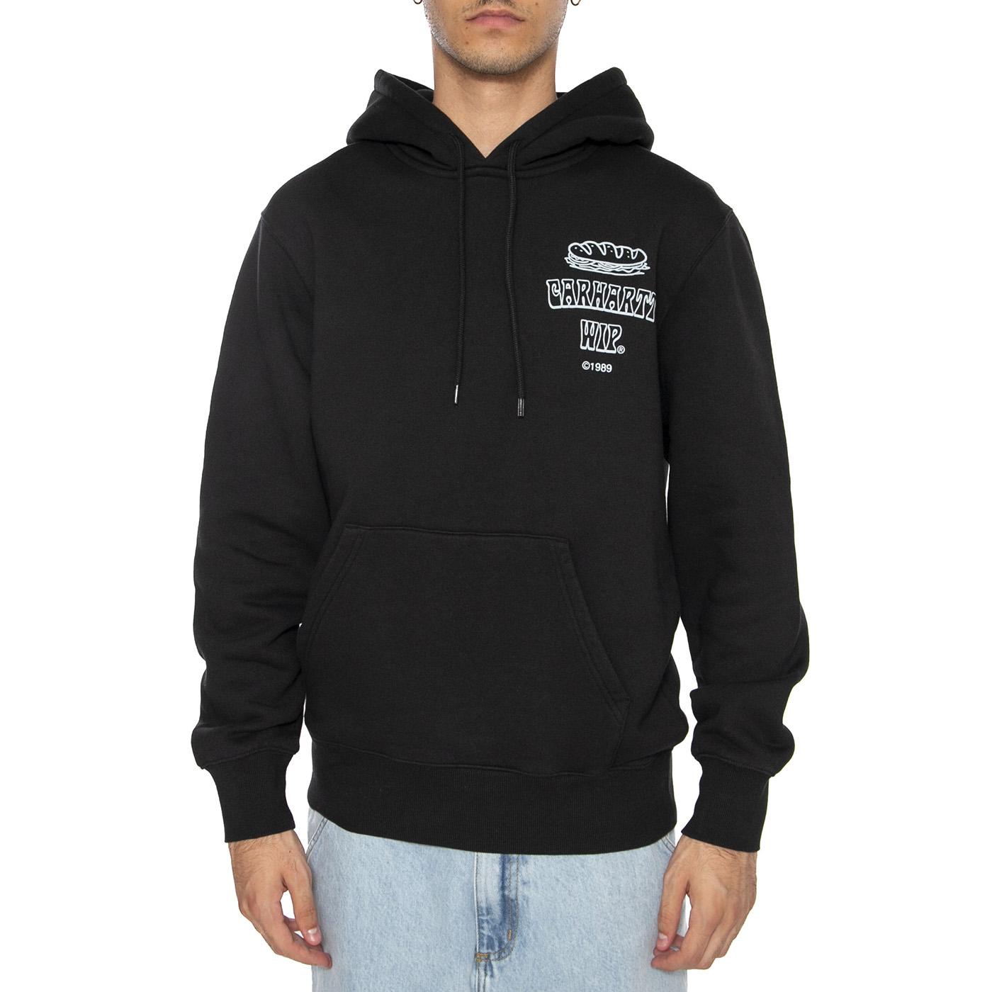 Hooded Sandwich Sweat Black / Blue Fog - Felpa Uomo Nera I035277.36AXX  CARHARTT WIP 