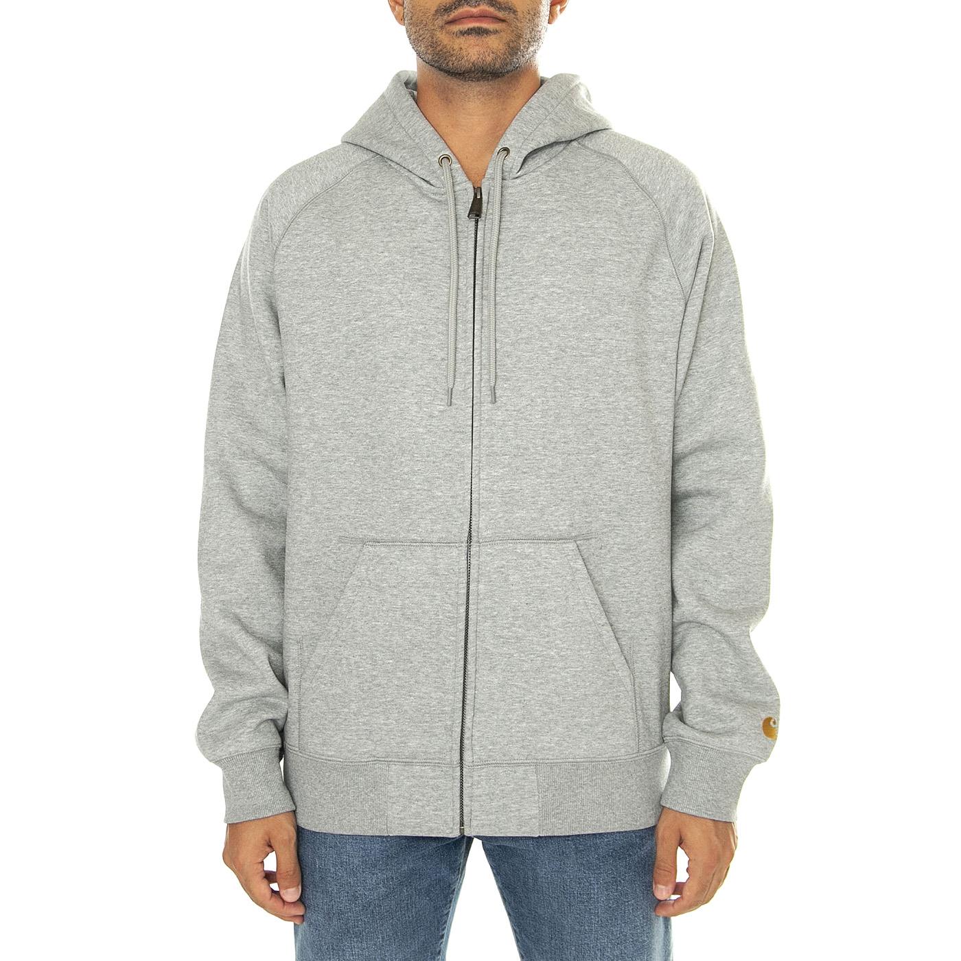 Hooded Chase Jacket Grey Heather / Gold - Felpa con Cappuccio Uomo Grigia I033664.00MXX . CARHARTT WIP 