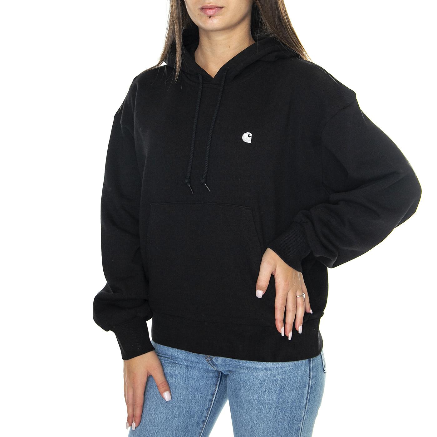 W' Hooded Casey Sweatshirt Black / Silver - Felpa con Cappuccio Donna Nera I032644.0M4XX . CARHARTT WIP 