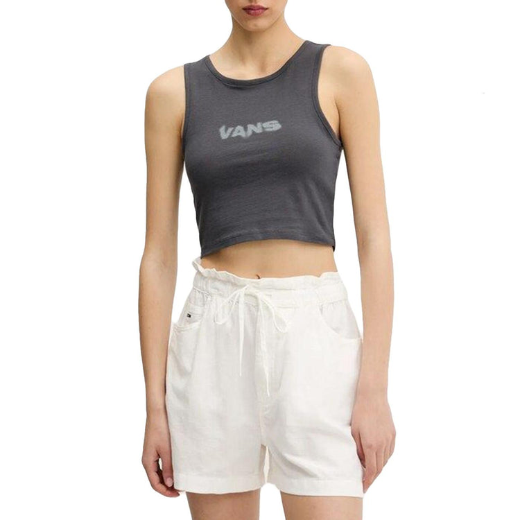 BLUR FITTED CROP TANK ASPHALT - Canotta Cropped Donna Grigia VN000MBX1O71 . VANS 