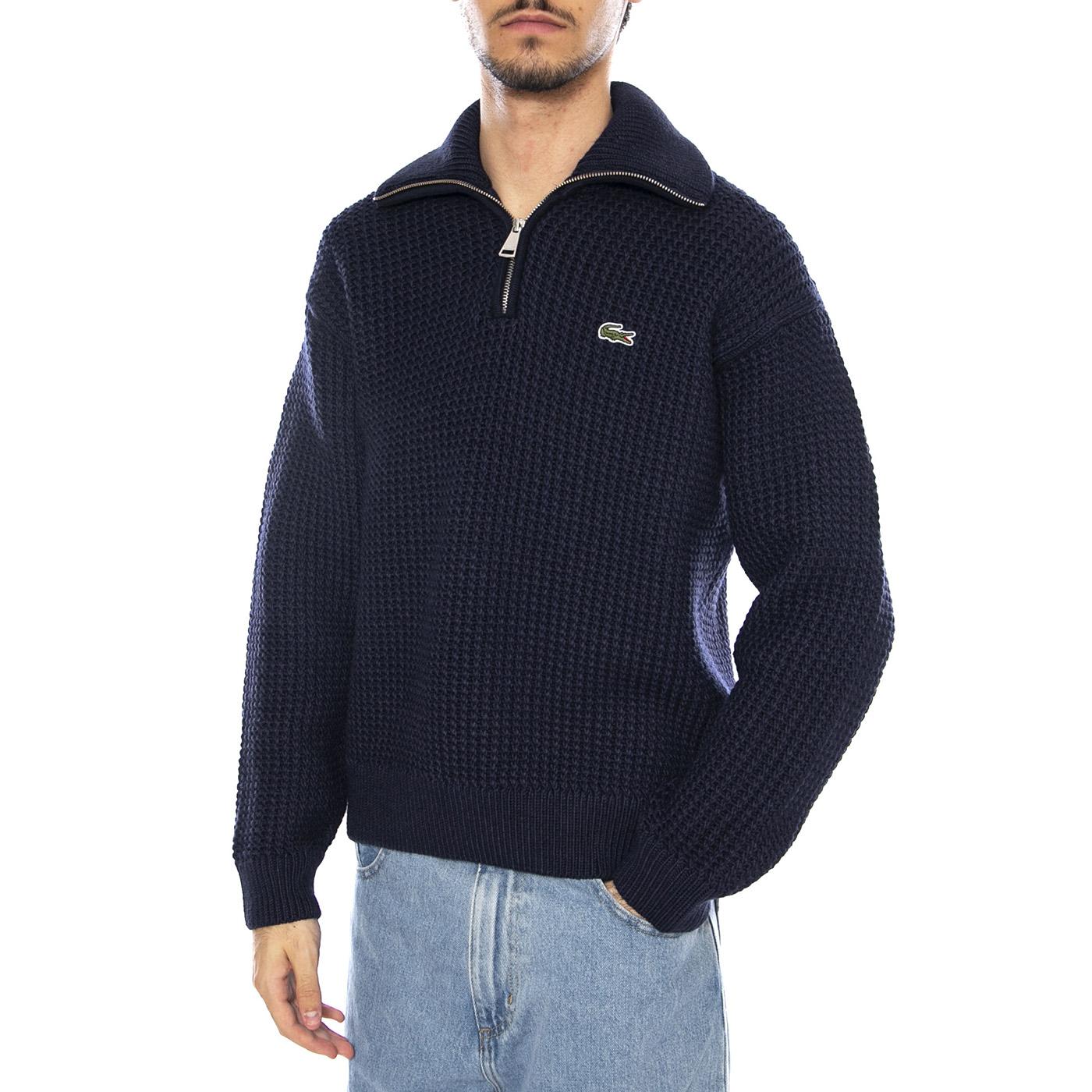 PULLOVER 166 Blue Navy - Maglione Collo Alto Uomo Blu Navy AH5205-166 . LACOSTE 