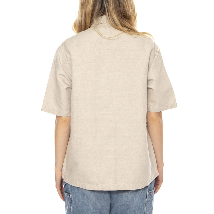 W' S/S Michigan Shirt Natural Rinsed -- Camicia Donna Beige I035573-RINSED . CARHARTT WIP 
