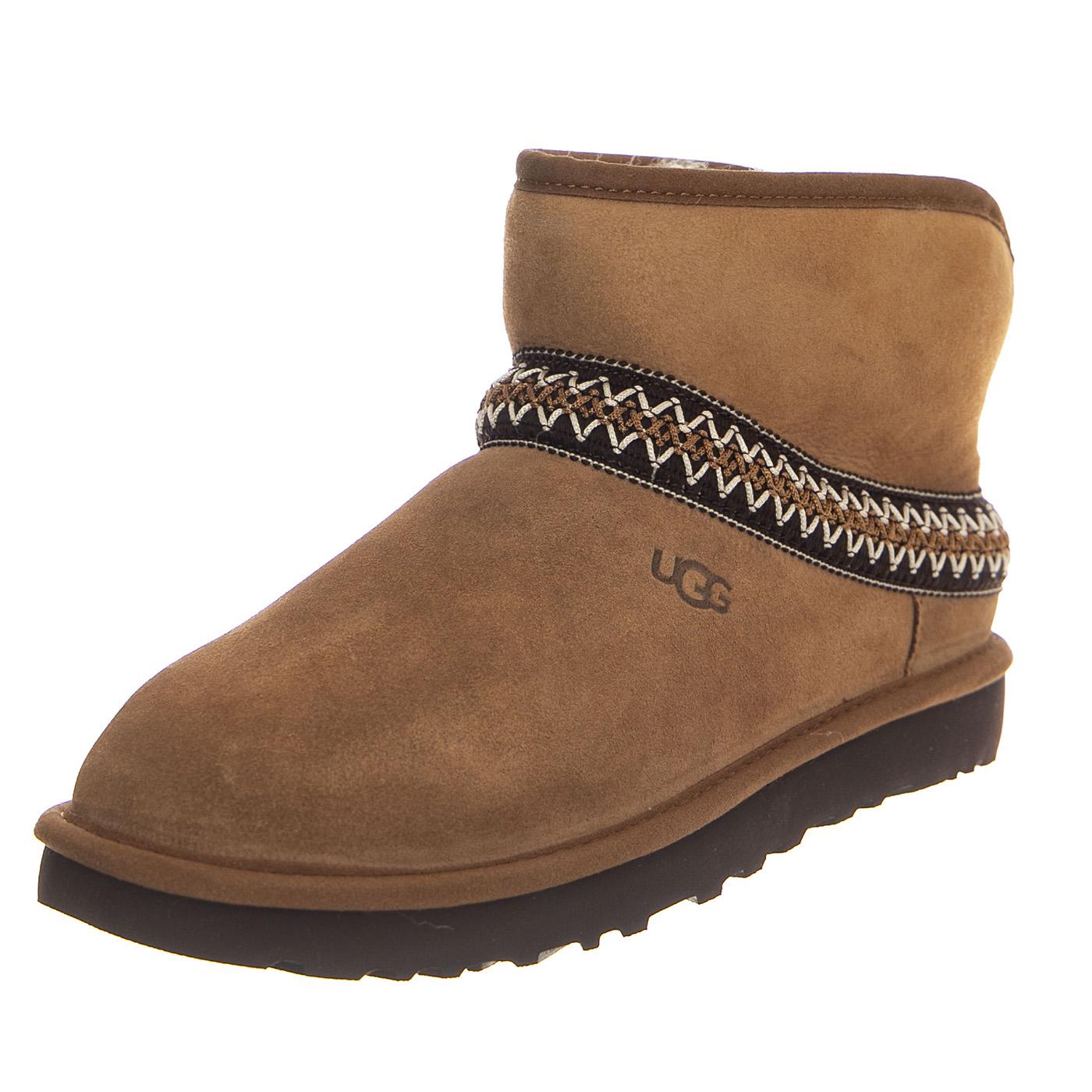 W Classic Mini Crescent Chestnut - Stivali Donna Marroni UGSCLMCRCHE1158262W  UGG 