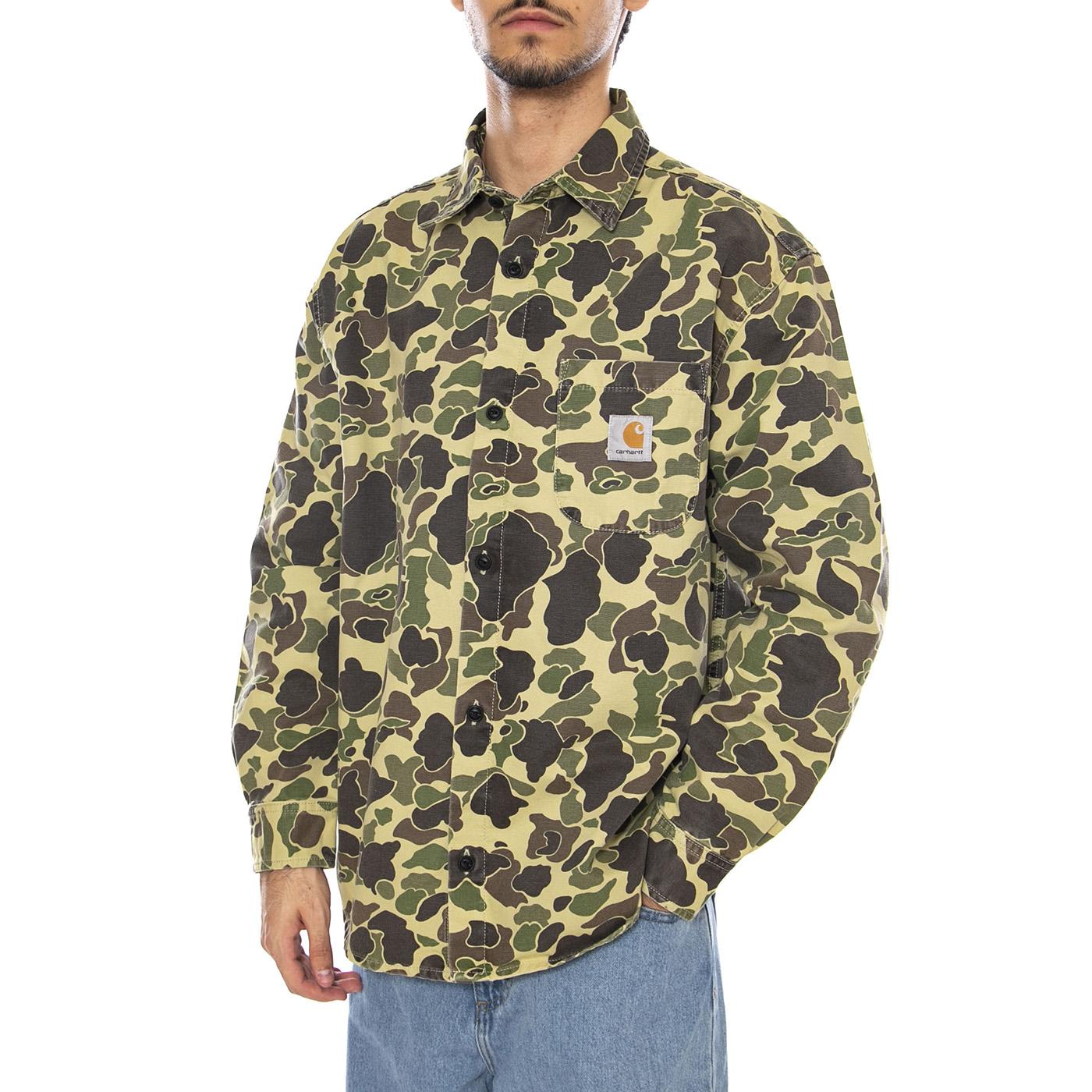 L/S Duck Shirt Camo Duck, Green - Camicia Uomo Multicolore I033769.2EQ06  CARHARTT WIP 