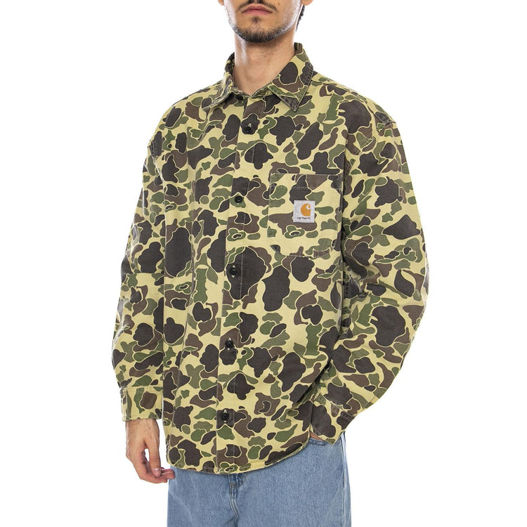 L/S Duck Shirt Camo Duck, Green - Camicia Uomo Multicolore I033769.2EQ06  CARHARTT WIP 