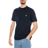 Fine Tipped T-Shirt Dark Navy / Chalk - T-Shirt Col Rond Homme Bleu Marine Homme LYLE & SCOTT