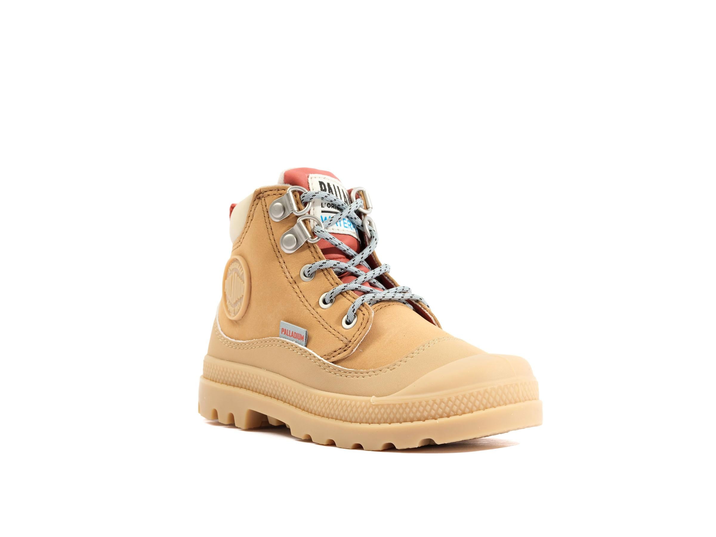 Pampa Hi Cuff Hkr Wp Dear Brown - Scarpe Stringate Profilo Alto Bambini Marroni PAK58891-252-M  PALLADIUM 