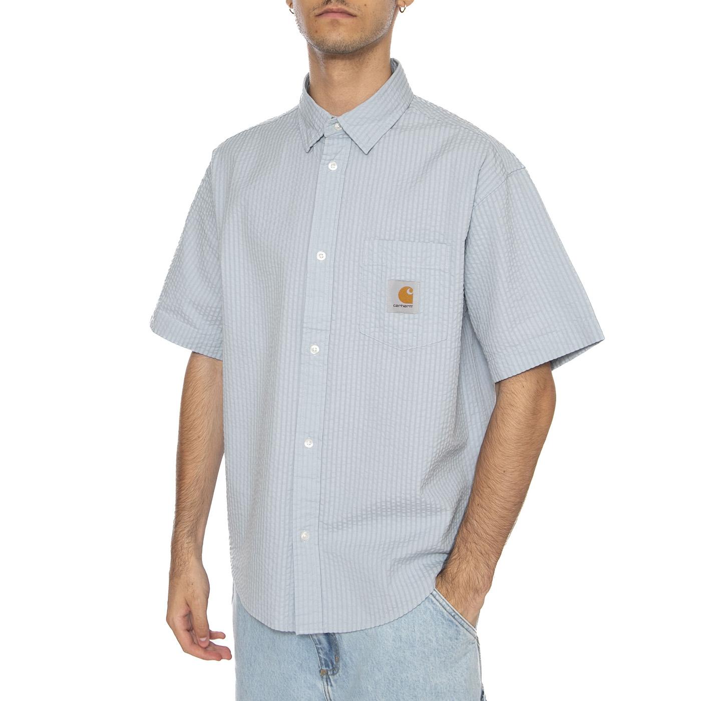 S/S Toland Shirt Toland Stripe, Blue Fog - Camicia Maniche Corte Uomo Blu I035151.31SXX . CARHARTT WIP 