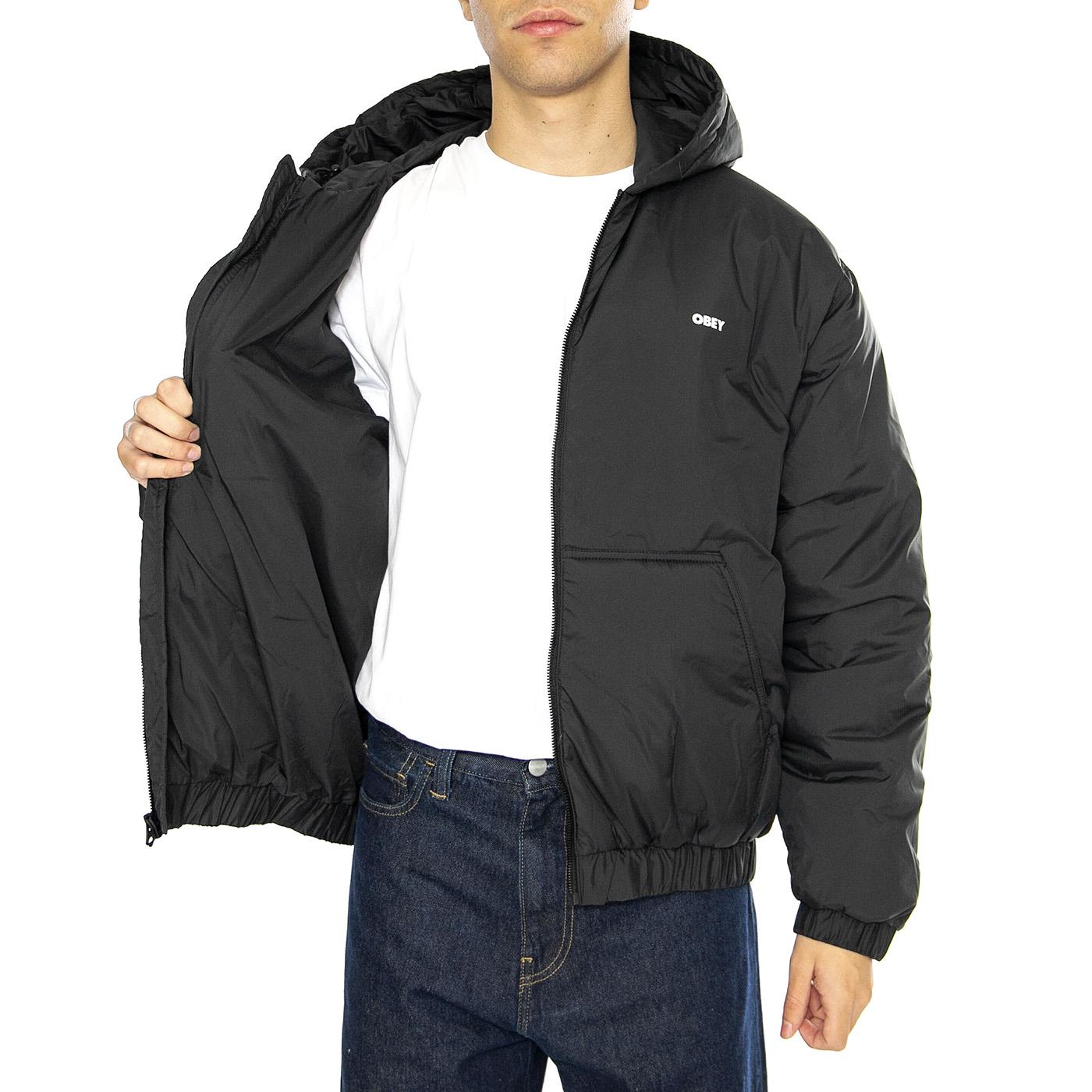 RETREAT HOODED JACKET BLACK - Giacca con Cappuccio Uomo Nera 121800547 BLK OBEY 