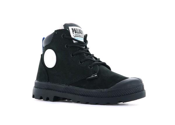 Pampa Hi Cuff Wps Oz Black / Black - Scarpe Stringate Profilo Alto Bambini Nere PAK57217-010-M  PALLADIUM 