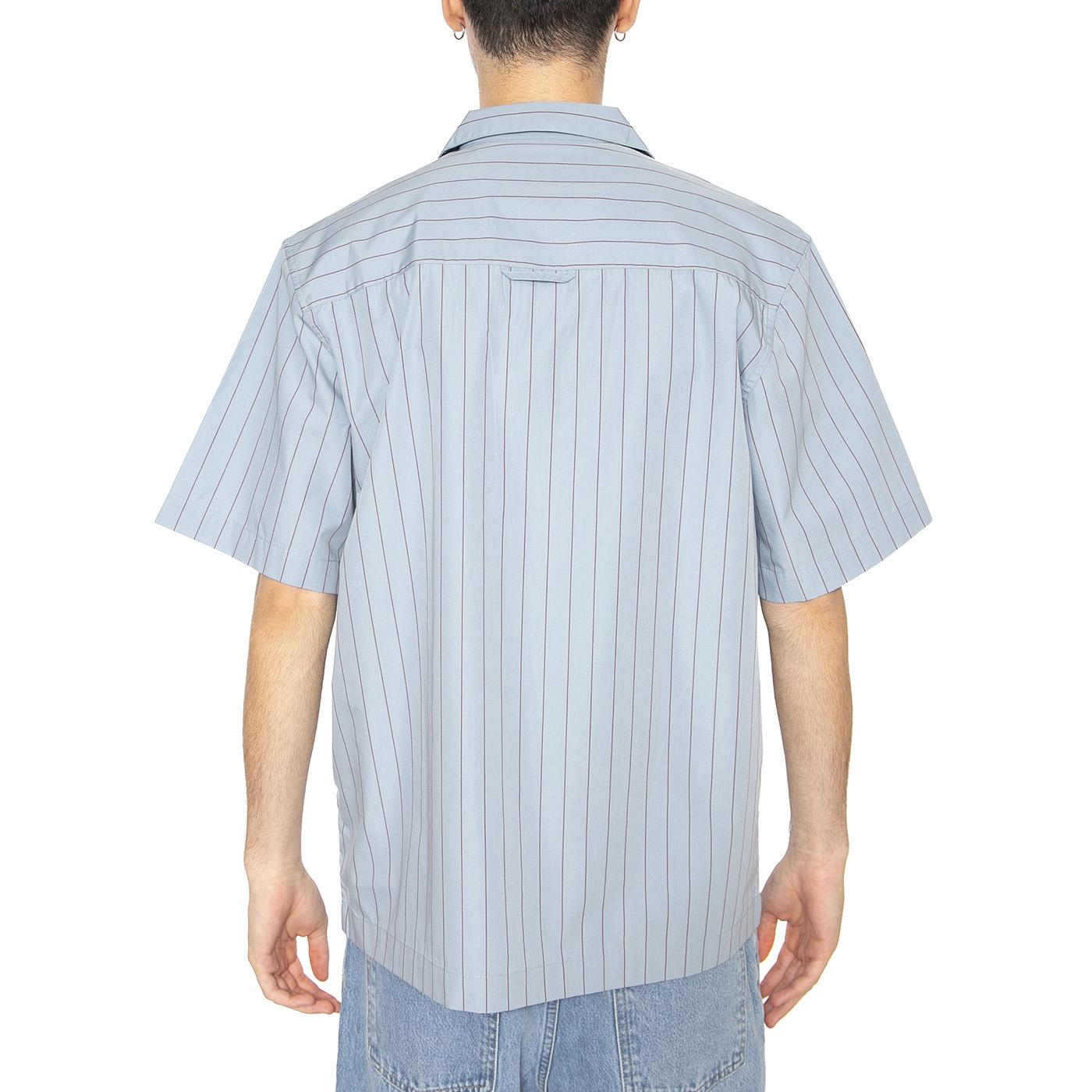 S/S Hendry Shirt Seaton Stripe, Frosted Blue / Mulberry - Camicia Maniche Corte Uomo Blu I034534.2SUXX  CARHARTT WIP 