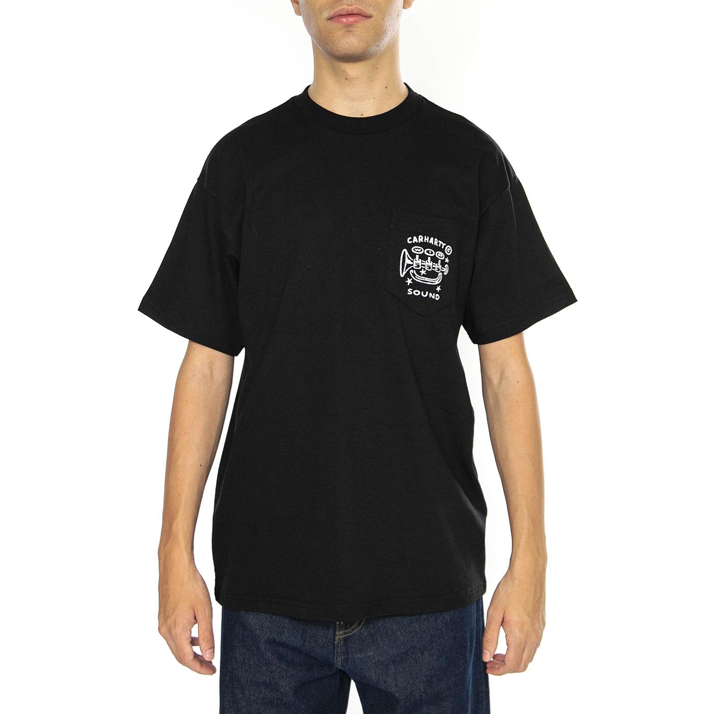 S/S Fragments Pocket T-Shirt Black / White - Maglietta Girocollo Uomo Nera I034407.0D2XX  CARHARTT WIP 