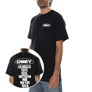 OBEY GLOBAL IMPACT TEE BLACK - Maglietta Girocollo Uomo Nera 165264310 BLK OBEY 