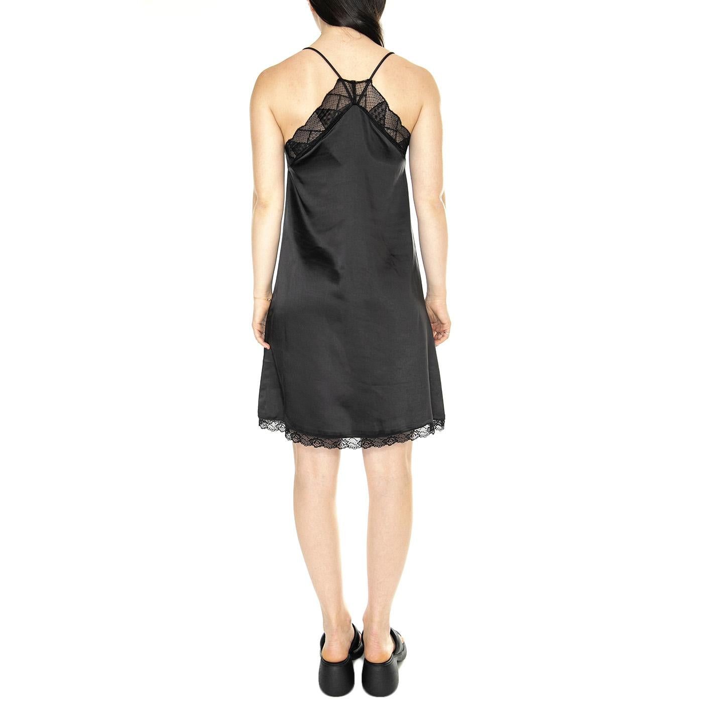 Vestido Corto Lencero Satinado Negro - Abito Donna Nero 41W/11244  WILD PONY 