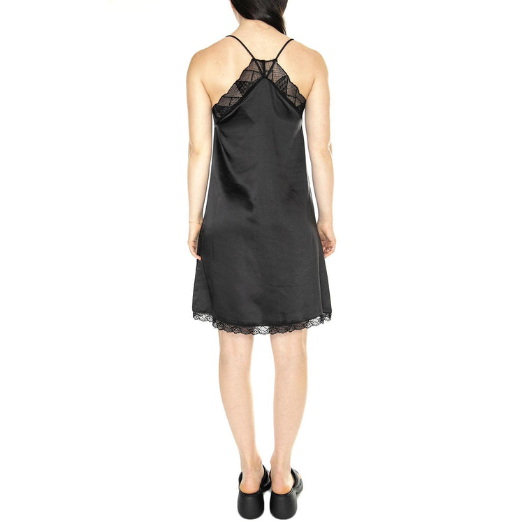 Vestido Corto Lencero Satinado Negro - Abito Donna Nero 41W/11244  WILD PONY 