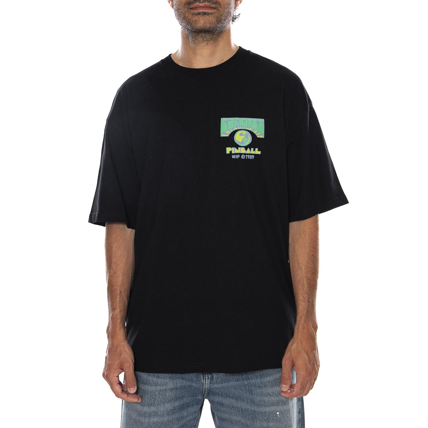 S/S PINBALL T-SHIRT BLACK - Maglietta Girocollo Uomo Nera I036891 89XX CARHARTT WIP 