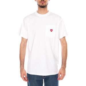 S/S POCKET HEART T-SHIRT WHITE/RED - Maglietta Girocollo Uomo Bianca I032128 1WZXX CARHARTT WIP 