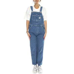 W' Bib Overall Straight Blue /stone washed - Saolpette Denim Jeans Donna Blu I031250.0106 . CARHARTT WIP 