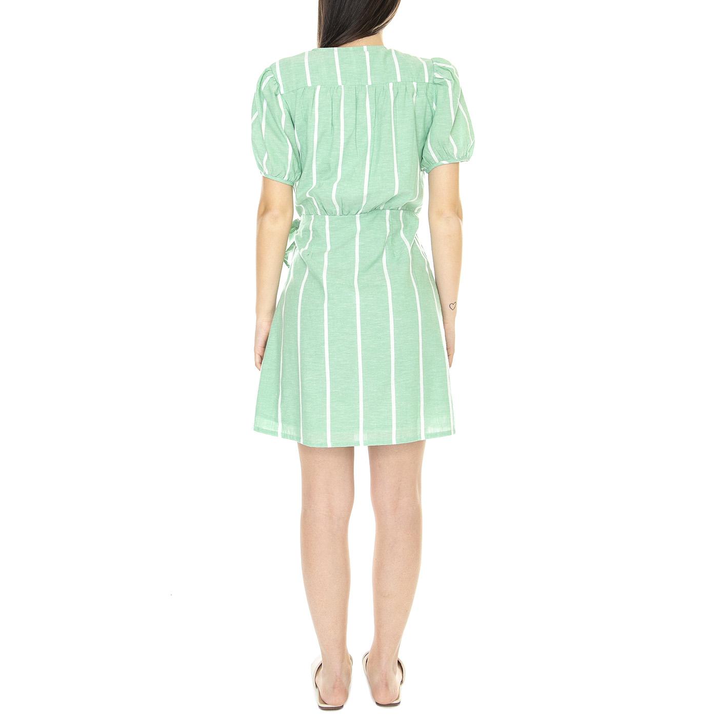 Vestido Corto Cruzado con Estampado de Rayas - Abito Donna Verde 31W/41235  WILD PONY 