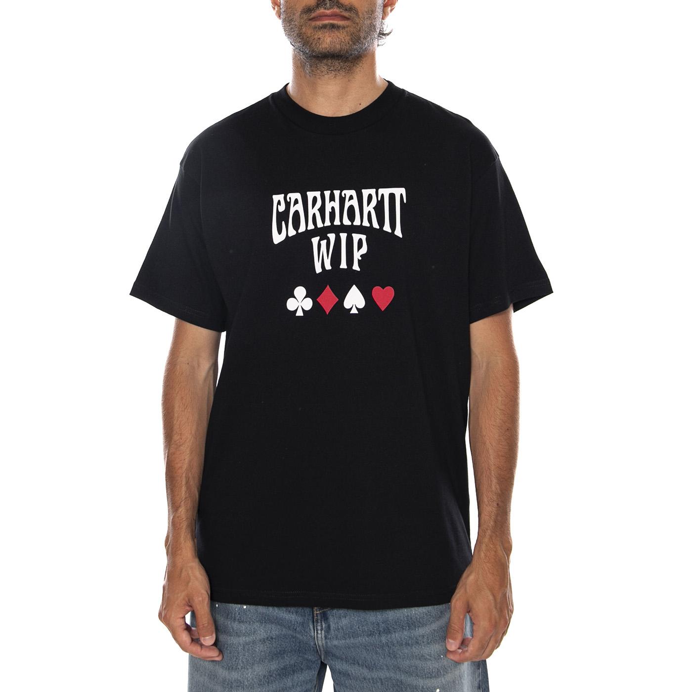 S/S DECK T-SHIRT BLACK - Maglietta Girocollo Uomo Nera I037548 89XX CARHARTT WIP 