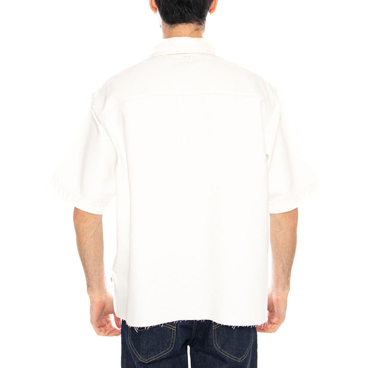 Denim Shirt with Zipper White - Camicia Maniche Corte con Zip Uomo Bianca 112376578 WHT LEE 