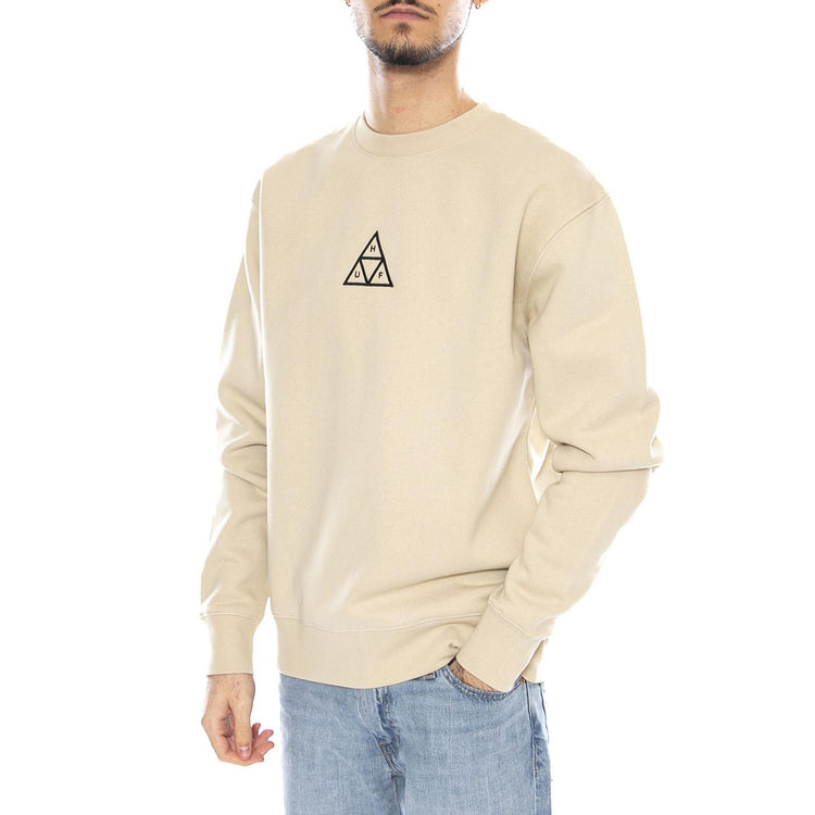 HUF Set Triple Triangle Crewneck -- Felpa Uomo Stone Beige PF00650 STN HUF 