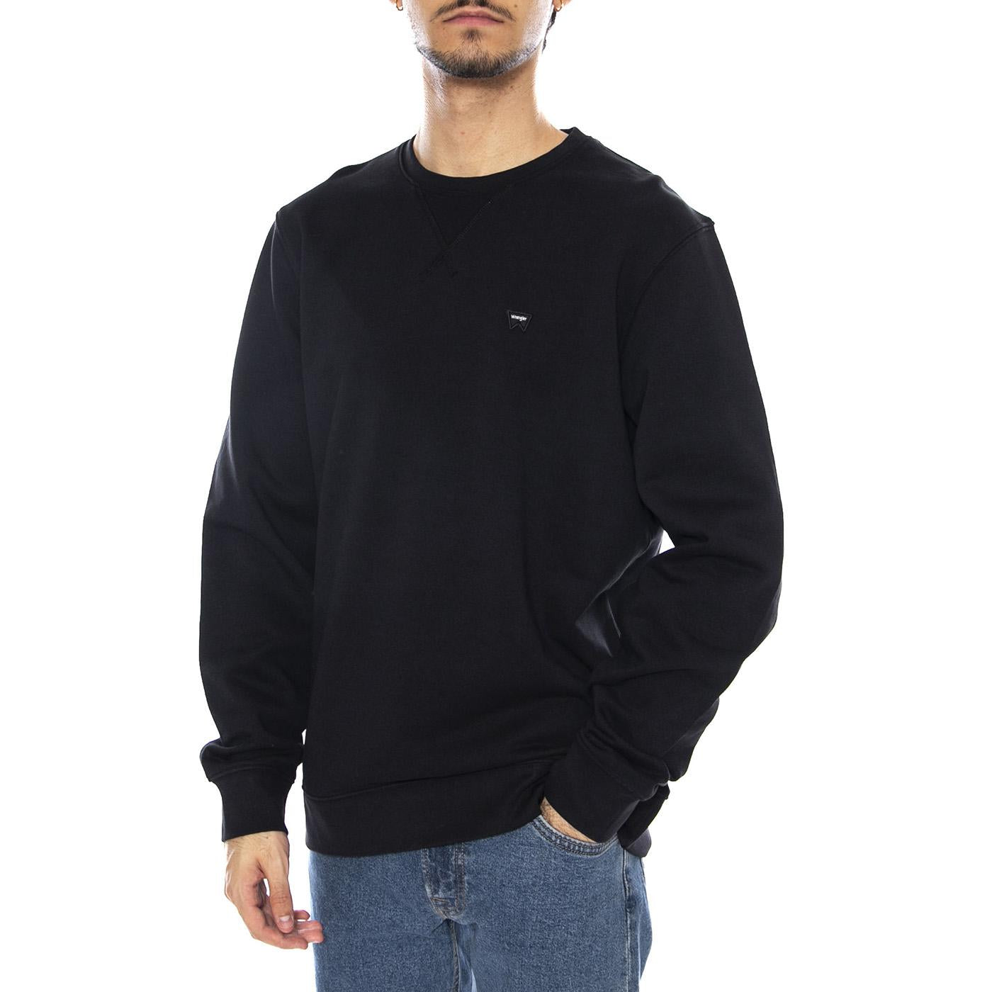 Sign Off Crew Black - Felpa Girocollo Uomo Nera 112350535 . WRANGLER 