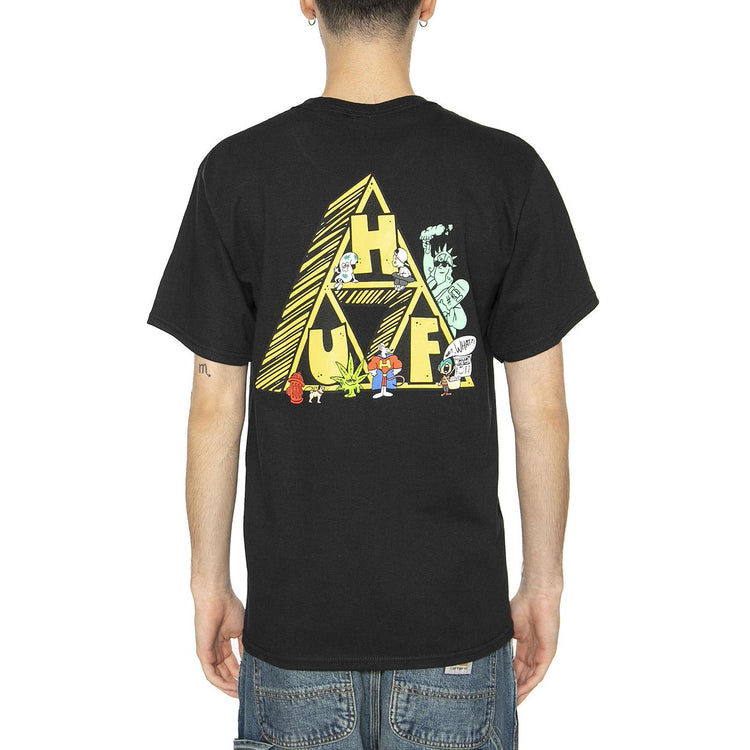 Saturday Morning TT S/S Tee Black - Maglietta Girocollo Uomo Nera TS01756-BLACK  HUF 