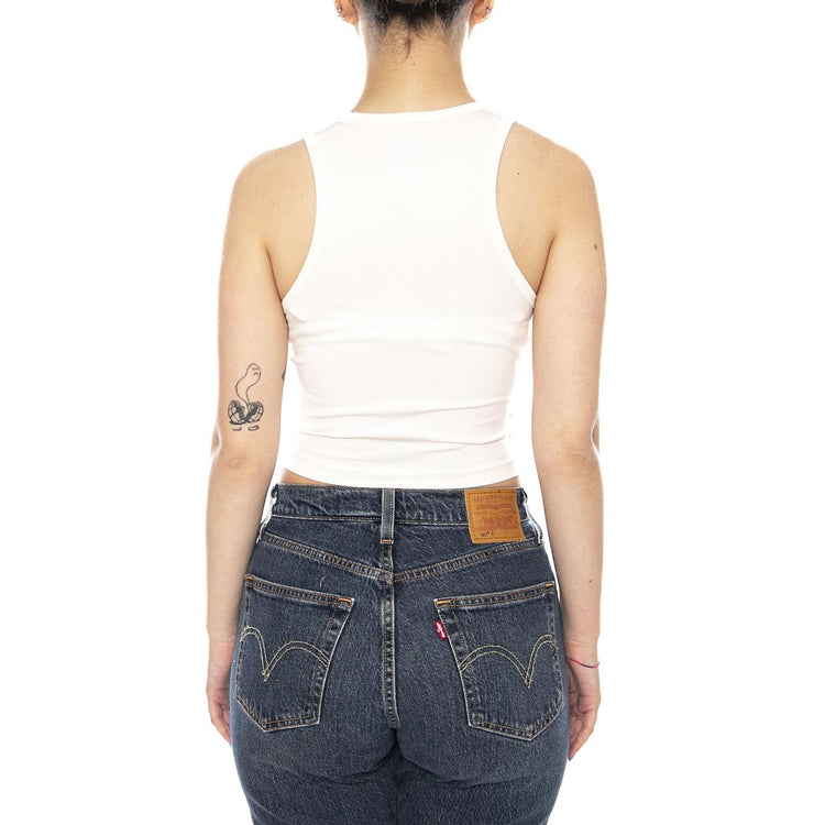 OVAL LOGO TANK EGRET - Canotta Donna Bianca VN000XDP C9F1 VANS 
