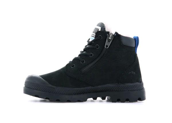 Pampa Hi Cuff Wps Oz Black / Black - Scarpe Stringate Profilo Alto Bambini Nere PAK57217-010-M  PALLADIUM 