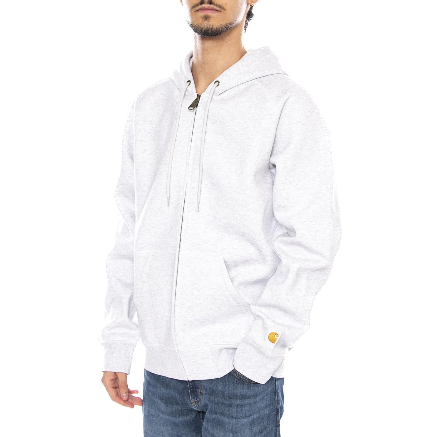 Hooded Chase Jacket Ash Heather / Gold - Felpa con Cappuccio Uomo Grigia I033664.00JXX . CARHARTT WIP 