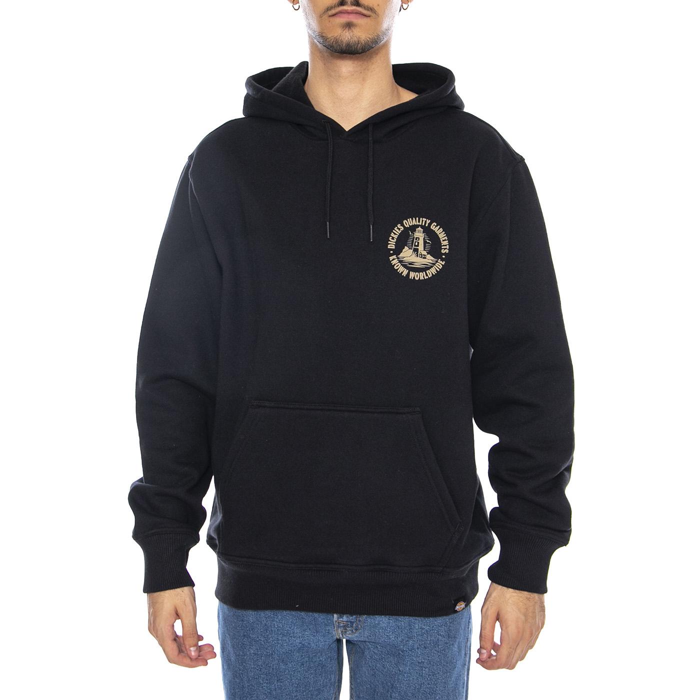 Parrotsville Hoodie Black - Felpa con Cappuccio Uomo Nera DK0A87NRBLK1 . DICKIES 