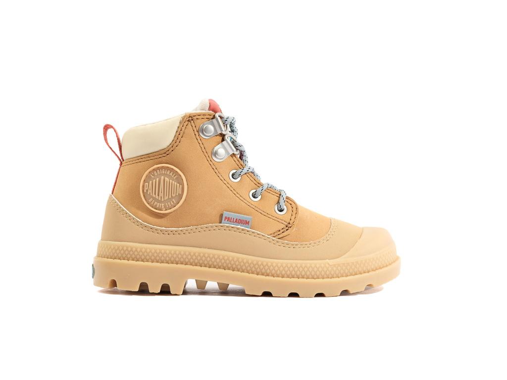 Pampa Hi Cuff Hkr Wp Dear Brown - Scarpe Stringate Profilo Alto Bambini Marroni PAK58891-252-M  PALLADIUM 