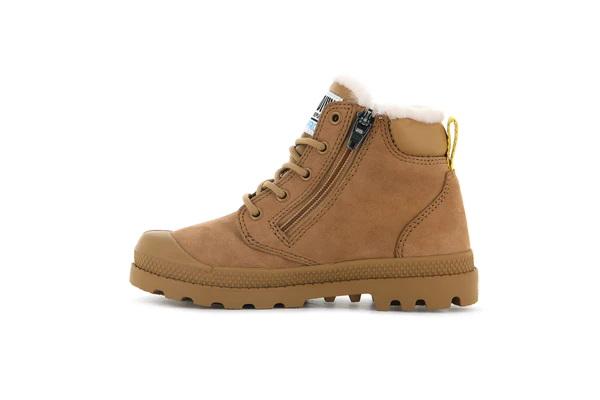 Pampa Hi Cuff Wps Oz Dear Brown - Scarpe Stringate Profilo Alto Bambini Marroni PAK57217-252-M  PALLADIUM 